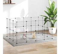 Cage Animaux de Compagnie à 12 Panneaux et Porte Noir 70x35x70 cm Enclos vidaXL