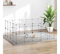 Cage Animaux de Compagnie à 12 Panneaux et Porte Noir 70x35x70 cm Enclos vidaXL