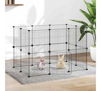 Cage Animaux de Compagnie à 12 Panneaux et Porte Noir 70x35x70 cm Enclos vidaXL