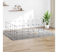 Cage Animaux de Compagnie à 12 Panneaux et Porte Noir 70x35x70 cm Enclos vidaXL