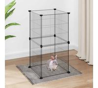 Cage Animaux de Compagnie à 12 Panneaux et Porte Noir 70x35x70 cm Enclos vidaXL