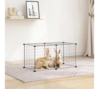 Cage Animaux de Compagnie à 20 Panneaux et Porte Noir 140x70x35 cm Enclos vidaXL