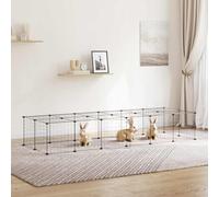 Cage Animaux de Compagnie à 20 Panneaux et Porte Noir 140x70x35 cm Enclos vidaXL