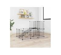 Cage animaux de compagnie à 20 panneaux et porte Noir 35x35 cm