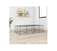 Cage animaux de compagnie à 20 panneaux et porte Noir 35x35 cm