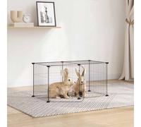 vidaXL Cage Animaux de Compagnie à 8 Panneaux et Porte Noir 35x35 cm Enclos