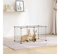 Cage Animaux de Compagnie à 20 Panneaux et Porte Noir 35x35 cm Enclos vidaXL