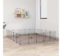 Cage animaux de compagnie à 20 panneaux et porte Noir 35x35 cm noir G