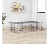 Cage animaux de compagnie à 20 panneaux et porte Noir 35x35 cm noir G