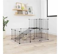 Cage animaux de compagnie à 20 panneaux et porte Noir 35x35 cm noir G