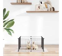 Cage Animaux de Compagnie à 28 Panneaux et Porte Noir 35x35 cm Enclos vidaXL