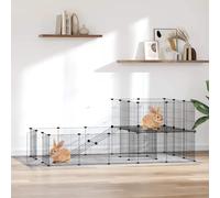 Cage Animaux de Compagnie à 36 Panneaux et Porte Noir 175x105x70cm Enclos vidaXL