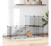 Cage Animaux de Compagnie à 36 Panneaux et Porte Noir 175x105x70cm Enclos vidaXL