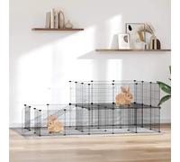 Cage Animaux de Compagnie à 36 Panneaux et Porte Noir 175x105x70cm Enclos vidaXL