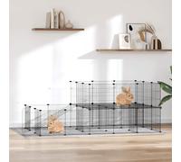 Cage Animaux de Compagnie à 36 Panneaux et Porte Noir 35x35 cm Enclos vidaXL