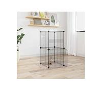 Cage animaux de compagnie à 8 panneaux et porte Noir 35x35 cm