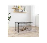 Cage animaux de compagnie à 8 panneaux et porte Noir 35x35 cm