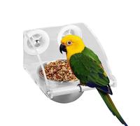 Cage Bird Feeder - with Perch, Clear Waterproof Bird Feeder | Parrot Stainless Steel Bowl, for Patio Porch Garden Window, with Non-Slip Stand, Transparent Birds Feeders,