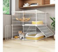 Cage Cat, Cat Indoor Enceinte de Chat Cat Kennel Grand 1/2/3 Tier Cat Playpen Cat Kenneaux, Cat Indoor Cat Ten pour Petit Animal, Place d'exercice idéal pour 1-3 Cat (Taille: 75x49x73cm) FANDIAO