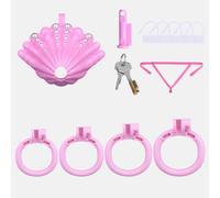 Cage Chasteté Homme Courte Chastity Cage Men De Chasteté Avec Ceinture,LightPink+Belt