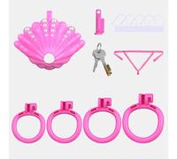 Cage Chasteté Homme Courte Chastity Cage Men De Chasteté Avec Ceinture,Pink+Belt