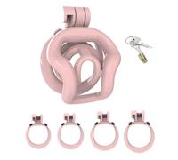 Cage Chasteté Inversée Cage Chastetée Silicone Rose,A