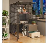 Cage Chat - Enclos Chat Cage For Chat Parc Grand Enclos Bricolage Avec Bac À Litière Pour Chat De Type Tiroir Anti-saut Utilisation Intérieure Cages De Compagnie Chats, Lapin ( Color : A , Size : 75*9