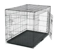 Cage Chien Pliable, Chenil pour Chien avec Cloison, bac en Plastique et 2 Portes, XXL (107 x 68 x 75 cm), Cage de Transport Chien, Lapin, Chiot et Animaux Domestique, en Metal, Noir