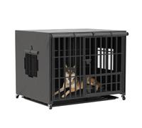 Cage Chien XXL sur Roulette Cage Chien Intérieur Métal Grande Taille Solide Caisse Chien avec Housse de Cage 117x96x84cm