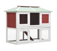 Cage clapier double pour animaux bois 115 cm rouge 02_0000574
