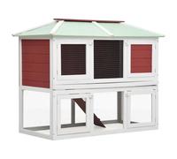 Cage clapier double pour animaux bois 115 cm rouge Helloshop26 02_0000574