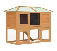 Cage clapier double pour animaux bois 130 x 68 x 105 cm marron Helloshop26 02_0