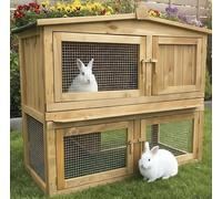 Cage Clapier Enclos abris Cages pour Petits Animaux Grande Cage clapier extérieur en Bois de pin Massif pour Lapins 02 Obelix 100 x 52 x 92 cm