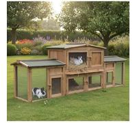Cage Clapier Enclos Abris pour petits animaux grande cage extérieur en bois pour lapins Docteur Lièvre - largeur totale 2,48 m