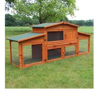 Cage Clapier lapin Extérieur en bois de pin haute qualité pour lapins 228x90x62cm- Modèle 043 étable du roi XXL