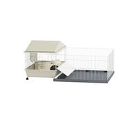 Pawhut Cage pour cochon d'Inde et hérisson - parc amovible, tapis imperméable, beige