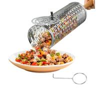 Cage cylindrique pour barbecue - Tambour de retournement des aliments, chambre en fil d'acier, exposition thermique équilibrée, rétention du contenu verrouillée | Avec feu de camp Séances de cuisine d
