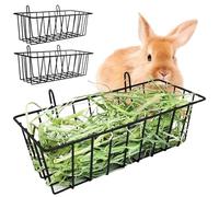 Cage d'alimentation en métal pour Lapin, 2 pièces, 9x4x3 Pouces, mangeoire à Foin avec Crochets, Stockage de Fournitures Alimentaires pour Furet, Lapin, cochons d'Inde.