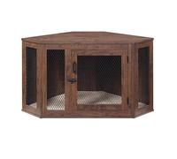 Cage d'angle pour chien - Niche d'intérieur robuste et résistante à la mastication - Design rustique pour chiens de petite et grande taille - Solution peu encombrante pour zones limitées