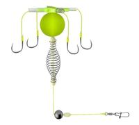 Cage d'appât de pêche avec crochet à corde, 4 hameçons en acier au carbone, flotteur de pêche à ressort, accessoires de sport et de loisirs de plein air (#3)