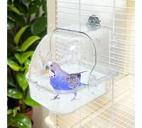 Cage de bain d'oiseaux, baignoire d'oiseau nettoyage clair, 3,9x5,5x4.7 Baignoire d'oiseaux à perruche suspendue, baignoires de baignade à oiseaux avec conception de tiroir pour perroquets, empêcher