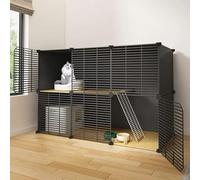 Cage de boîtiers de Chat, Cage à Chat DIY for Chats d'intérieur, Lapins, Petits Animaux, Plusieurs Tailles, Noir(43.7x15.4x28.7in/111x39x73cm)