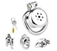 Cage de Chasteté en Acier Inoxydable avec Plug Anal pour Hommes - Jouet Adulte Double Usage pour Couples, Kit de Lavement Compatible Douche, Set Bondage Anneaux de Chasteté (silvery,45mm)