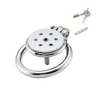 Cage de chasteté en acier inoxydable pour hommes avec design plat, trous alvéolés respirants, cage à pénis SM Bondage Fétiche Sextoys pour hommes Cacher son pénis (L,50mm)