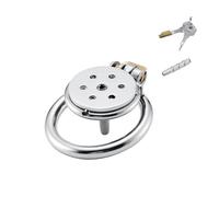 Cage de chasteté en acier inoxydable pour hommes avec design plat, trous alvéolés respirants, cage à pénis SM Bondage Fétiche Sextoys pour hommes Cacher son pénis (S,45mm)