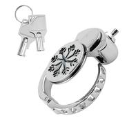 Cage de chasteté inversée hommes avec Cock Ring réglable en acier inoxydable Cage de chasteté avec motifs de trous Cage à pénis sextoys pour hommes Bdsm esclaves Bondage (Snowflake)