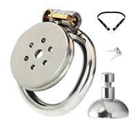 Cage De Chasteté Inversée Metal Chastity Cage Flat Metal Cage Chastetée,-1Lock+Belt-40mm