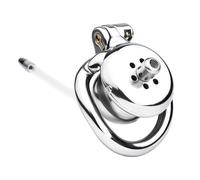 Cage de chasteté inversée pour hommes avec dilatateur urétral en silicone, cage à bite en acier inoxydable SM Fétiche Trainer, designs de style douche plate, sextoys pour hommes (50mm+dilator)