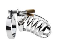 Cage de chasteté masculine en acier inoxydable avec tube, conception sécurisée de type cage à oiseaux pour une utilisation adulte et un