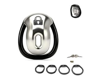 Cage de chasteté masculine, verrou inversé (Negativ,Silber) | Résine 3D, choix Positif Négatif, forme compacte, grande ouverture, 4 anneaux courbés, jouet adulte pour couples et BDSM.